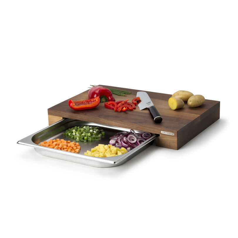 Tagliere multifunzionale con cassetto in inox cm 48 x 32,5 x 6
