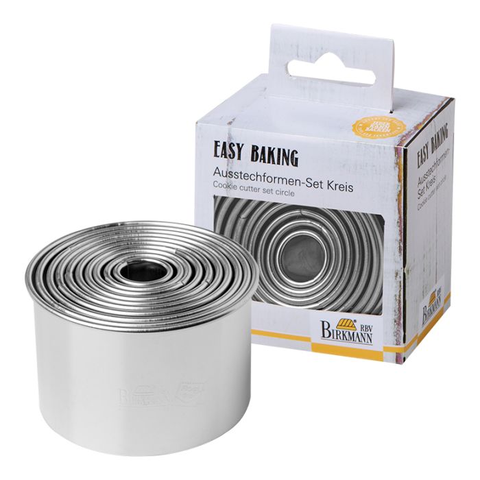 Set di 10 formine per biscotti a cerchio da Ø1,5 a 7 cm alti 4,5