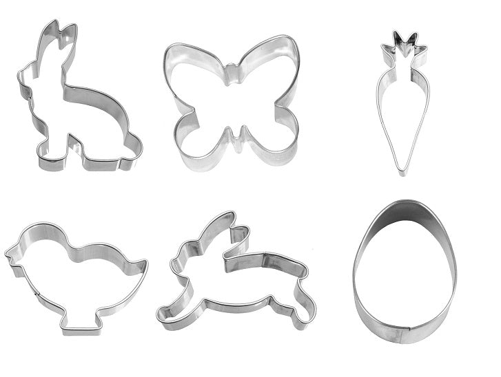 Set di sei stampini pulcino carota uovo lepre farfalla fiore