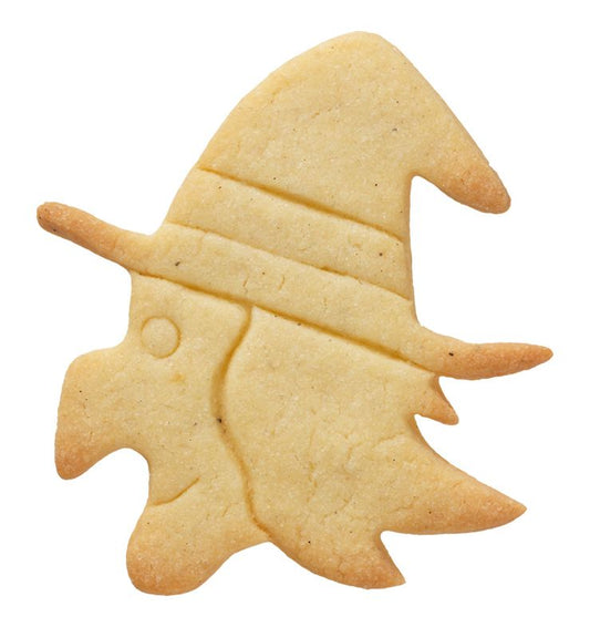 Stampino tagliapasta a forma di viso strega 8 cm. inox Halloween