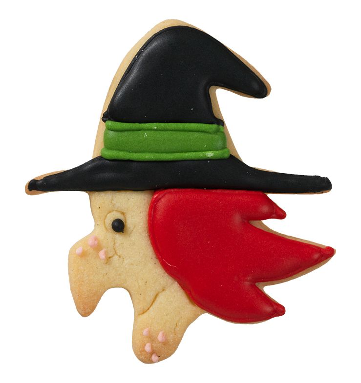 Stampino tagliapasta a forma di viso strega 8 cm. inox Halloween