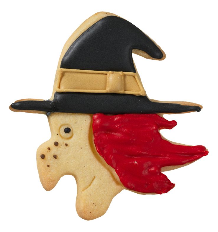 Stampino tagliapasta a forma di viso strega 8 cm. inox Halloween
