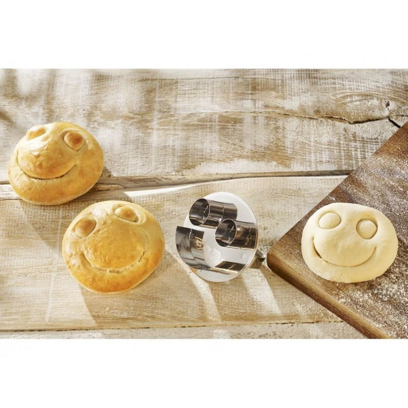 Stampo per fare panini a forma di Smiley diametro 8 cm inox