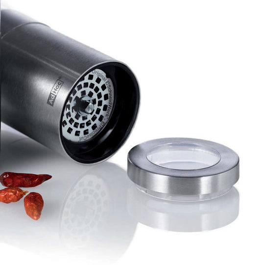 AdHoc Tritapeperoncino "Voyage“ in inox/acrilico cm Ø3,8 x 7,6