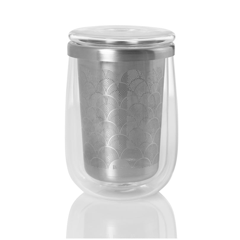 AdHoc Bicchiere doppia parete tè infusore Fusion Glass cl 40/cm Ø9x13,5