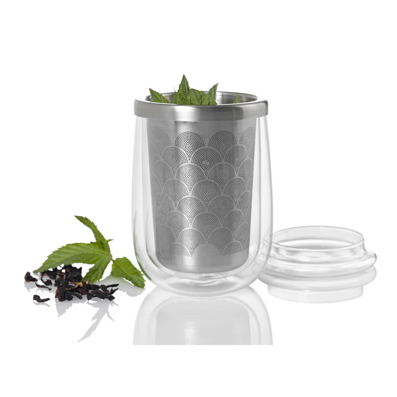 AdHoc Bicchiere doppia parete tè infusore Fusion Glass cl 40/cm Ø9x13,5