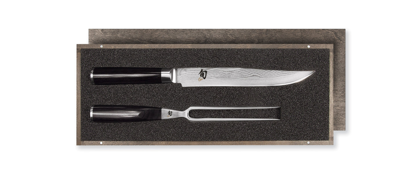 Set da arrosto coltello e forchettone Kai Shun Damascato DMS-200