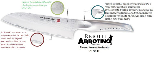 Global SAI SAI-F03 cm. 6,5 coltello spelucchino curvo martellato