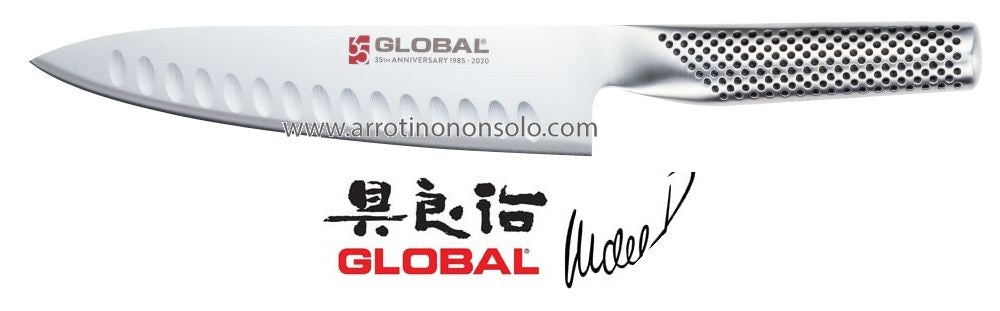 Coltello cuoco alveolato anniversario 35 anni Global 19cm G-96AN