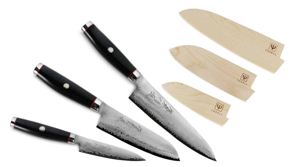 Yaxell Super Gou Ypsilon Santoku damascato strati 193 cm. 16,5 - 37201 con custodia in legno