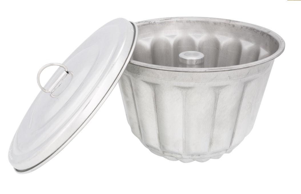 Stampo x budino bagnomaria con coperchio in acciaio stagnato 2Lt