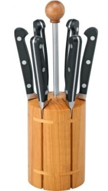 Ceppo in noce Fox con sei coltelli da bistecca linea Soavis
