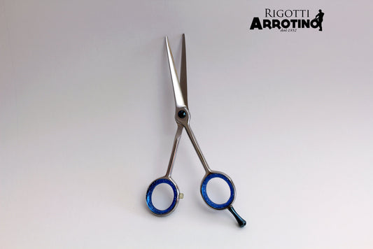 Forbici professionali parrucchiere 5,5 S con anelle mobili blu/nere