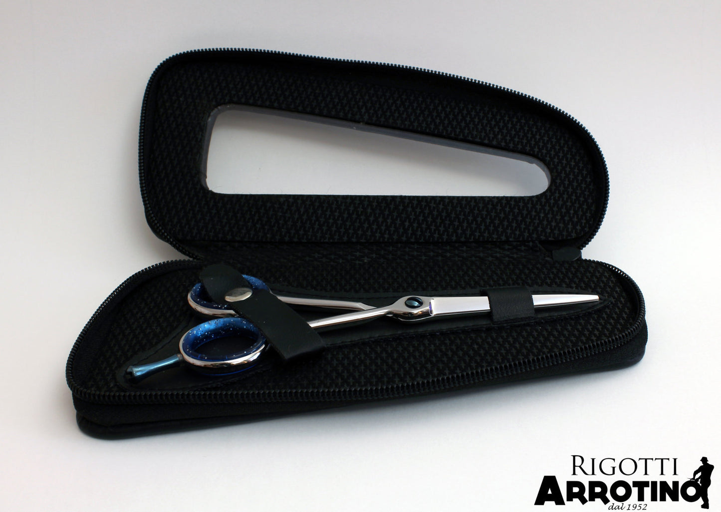 Forbici professionali parrucchiere 5,5 S con anelle mobili blu/nere