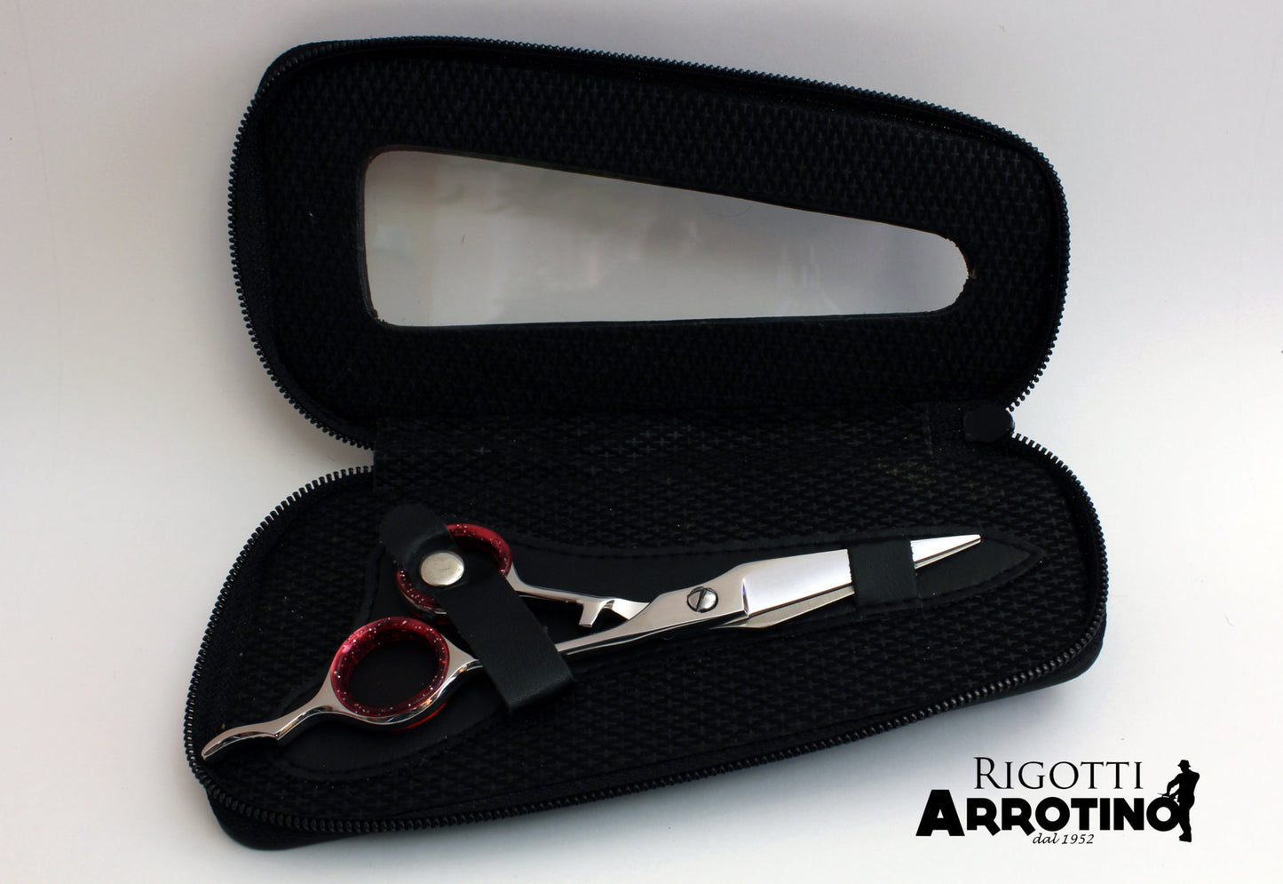 Forbici professionali parrucchiere 5,5 con anelle mobili red