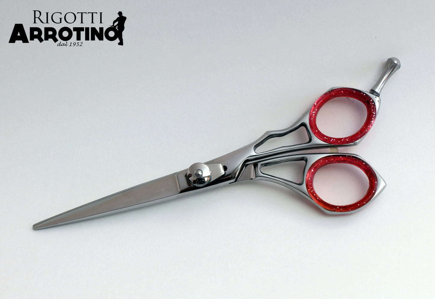 Forbici professionali parrucchiere 5,5 F con anelle mobili rosse