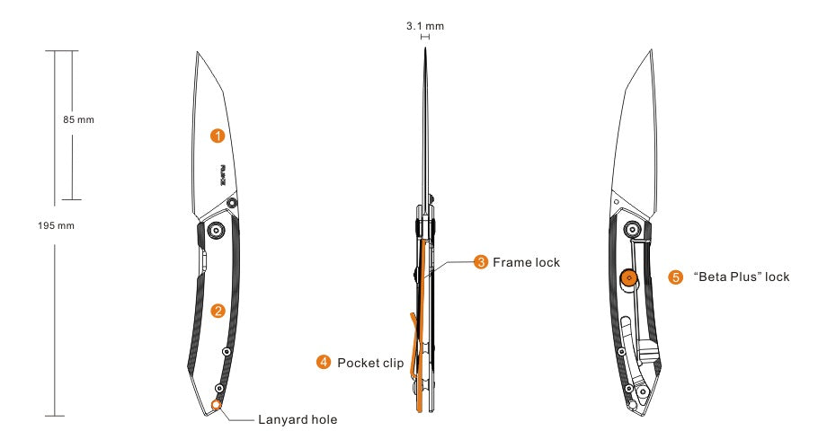 Coltello serramanico Ruike "P831-SF" colre perla bruciata
