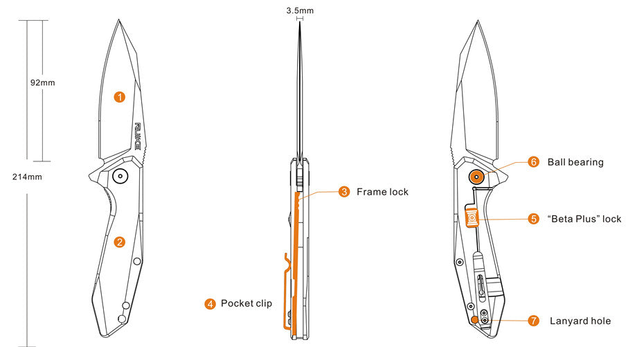 Coltello serramanico Ruike "P135-SF" colre acciaio spazzolato