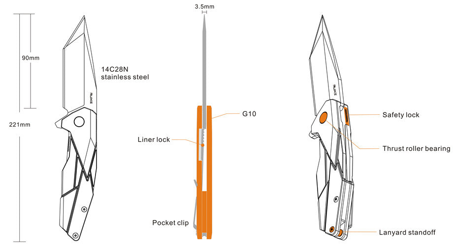 Coltello serramanico Ruike "P138-W" colre sabbia