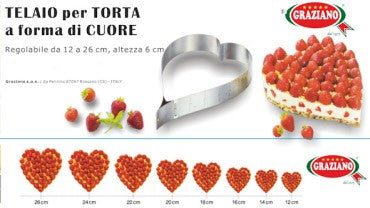 Stampo inox per torta regolaboile a forma di cuore da 12 a 26 cm