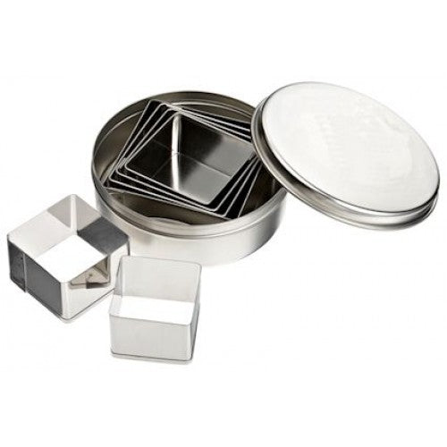 Forme coppapasta quadrati lisci inox da 2cm a 7cm altezza 2cm