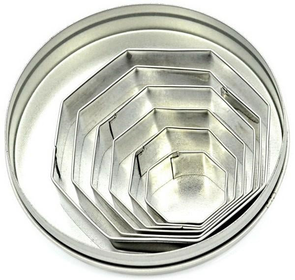 Set tagliapasta acciaio inox forma ottagonale da 3 a 8cm alto 2