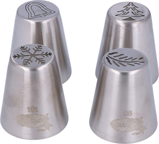 Set di 4 bocchette russe per sac a poche a tema natalizio