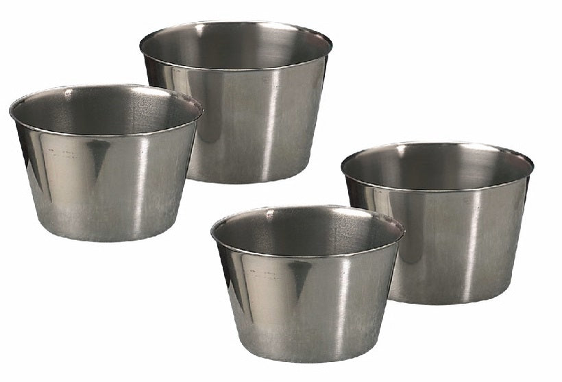 Set 4 stampini acciaio inox per crem caramel Ø 7 e 5,5 alto 6 cm