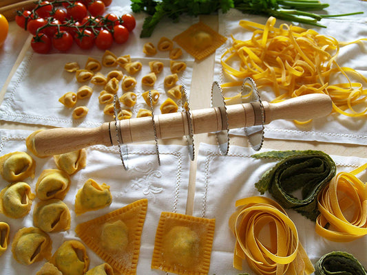 Mattarello taglia pasta 5 lame in acciaio inox regolabili dentate 003