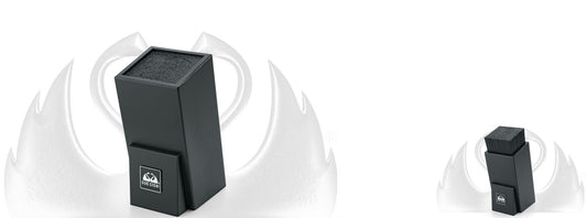 Due Cigni ceppo universale nero + 4 coltelli forgiati+forbice