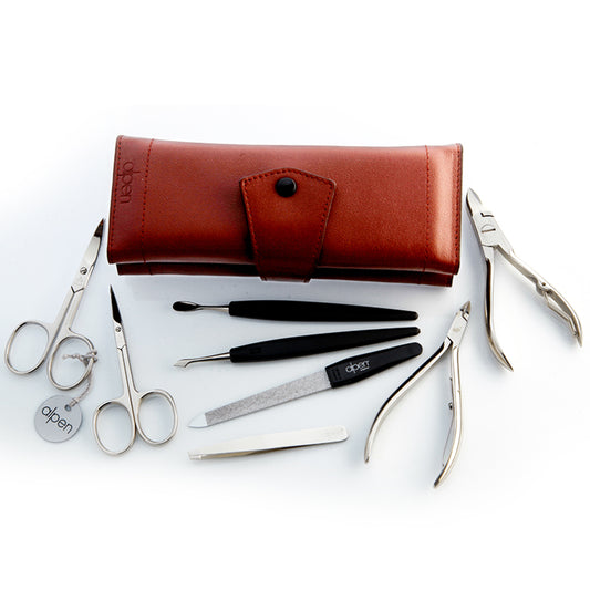 Alpen astuccio avvolgibile in pelle bordeaux Manicure 8pz 6839