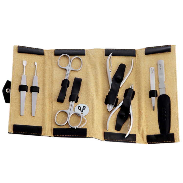 Alpen Set Manicure in pelle otto pezzi acciaio inox nero 6839R