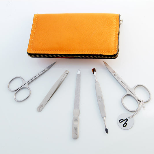 Alpen Set Manicure 5 pezzi inox astuccio pelle arancione AP6842R