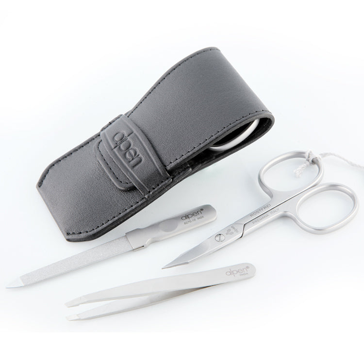 Alpen Set Manicure 3 pezzi inox astuccio in pelle AP6871R