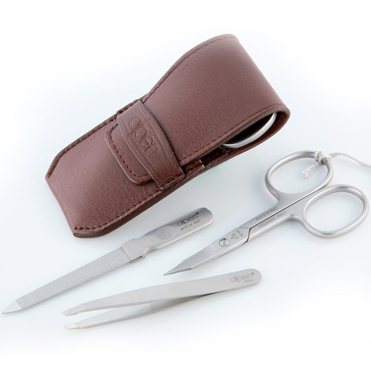 Alpen Set Manicure 3 pezzi inox astuccio in pelle AP6871R