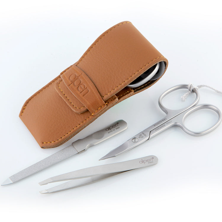 Alpen Set Manicure 3 pezzi inox astuccio in pelle AP6871R