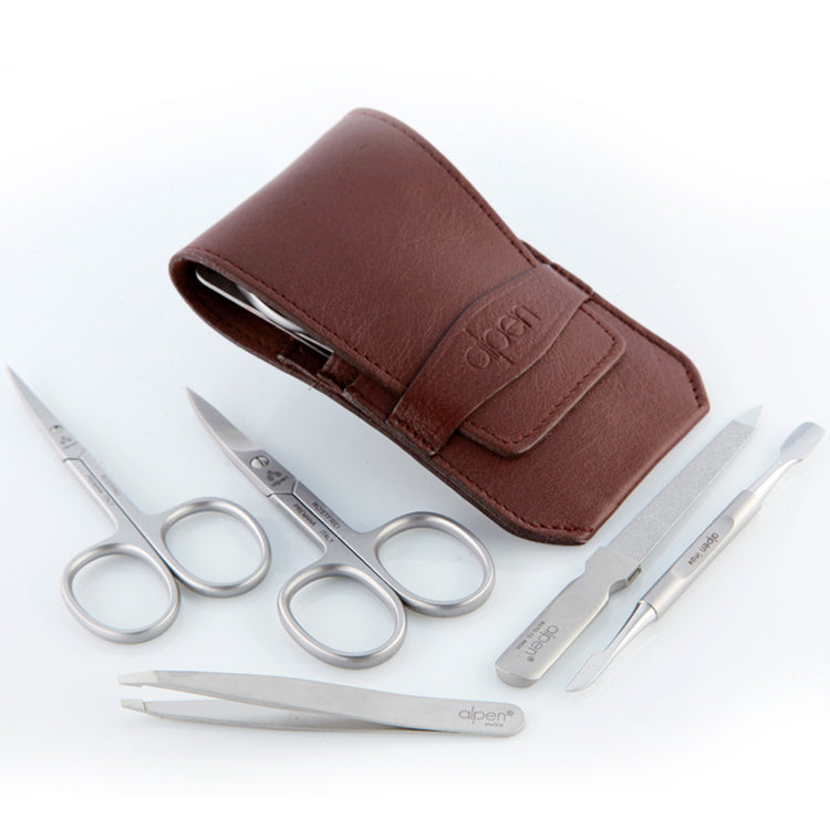 Alpen Set Manicure 5 pezzi inox astuccio in pelle AP6872R