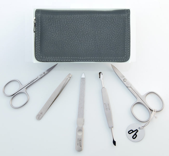 Alpen Set Manicure 5 pezzi inox astuccio pelle grigio AP6842R