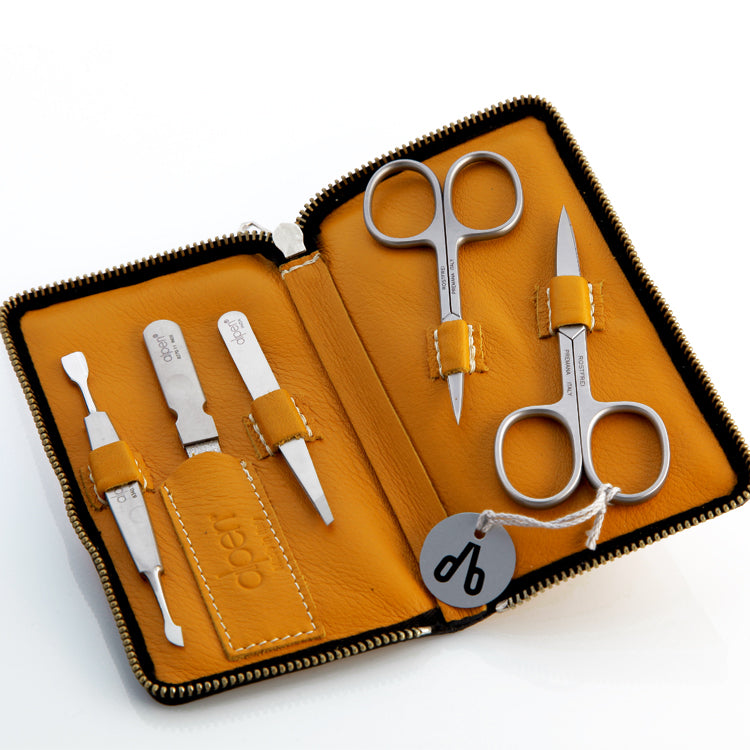 Alpen Set Manicure 5 pezzi inox astuccio in pelle giallo AP6842R