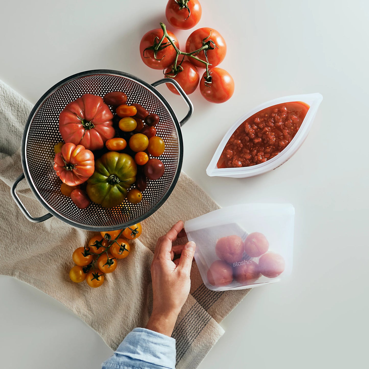 STASHER contenitore in silicone ermetico adatto adatto cottura a bassa temperatura e microonde 453 ml salvaspazio