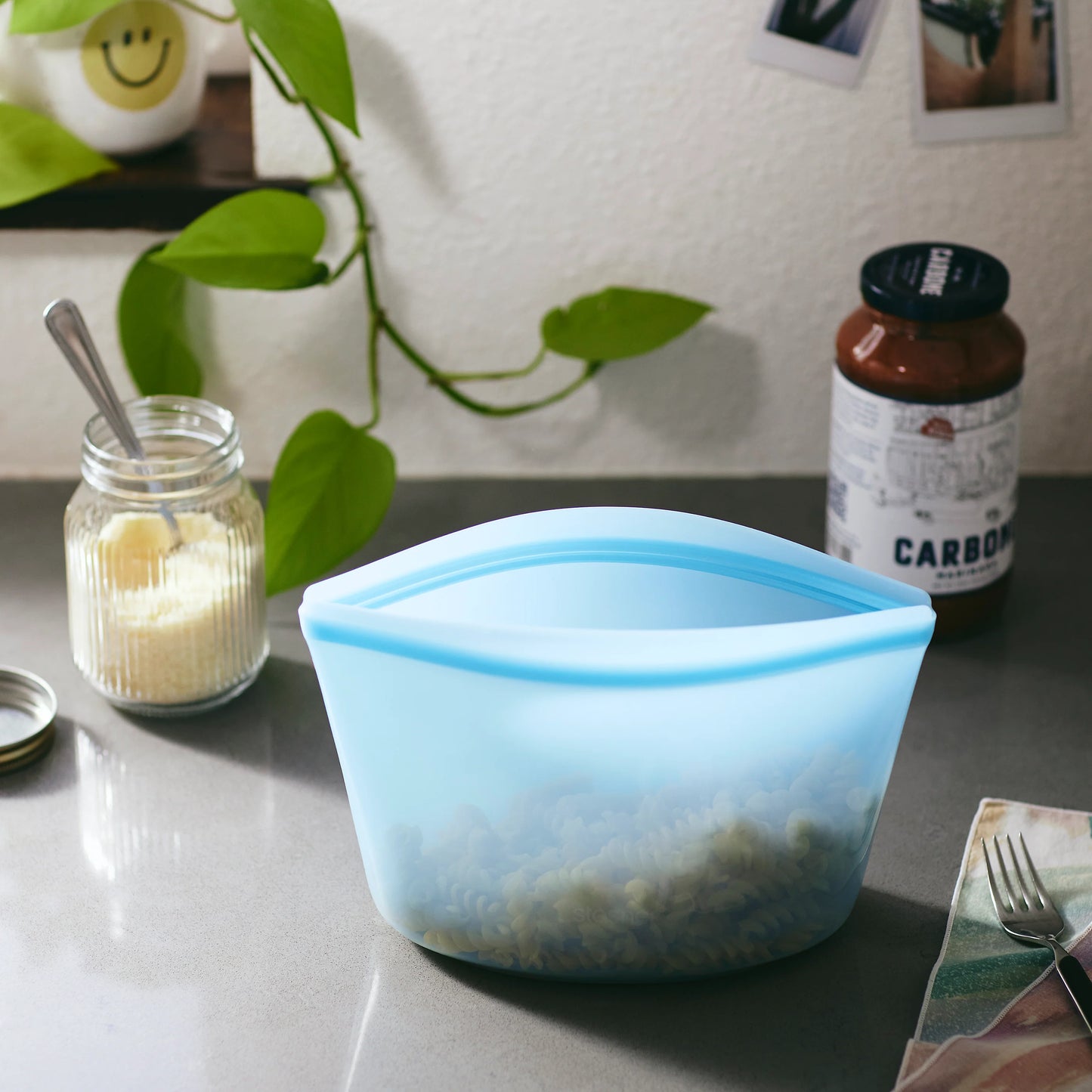 STASHER contenitore in silicone ermetico adatto cottura a bassa temperatura e microonde 1,4 L salvaspazio