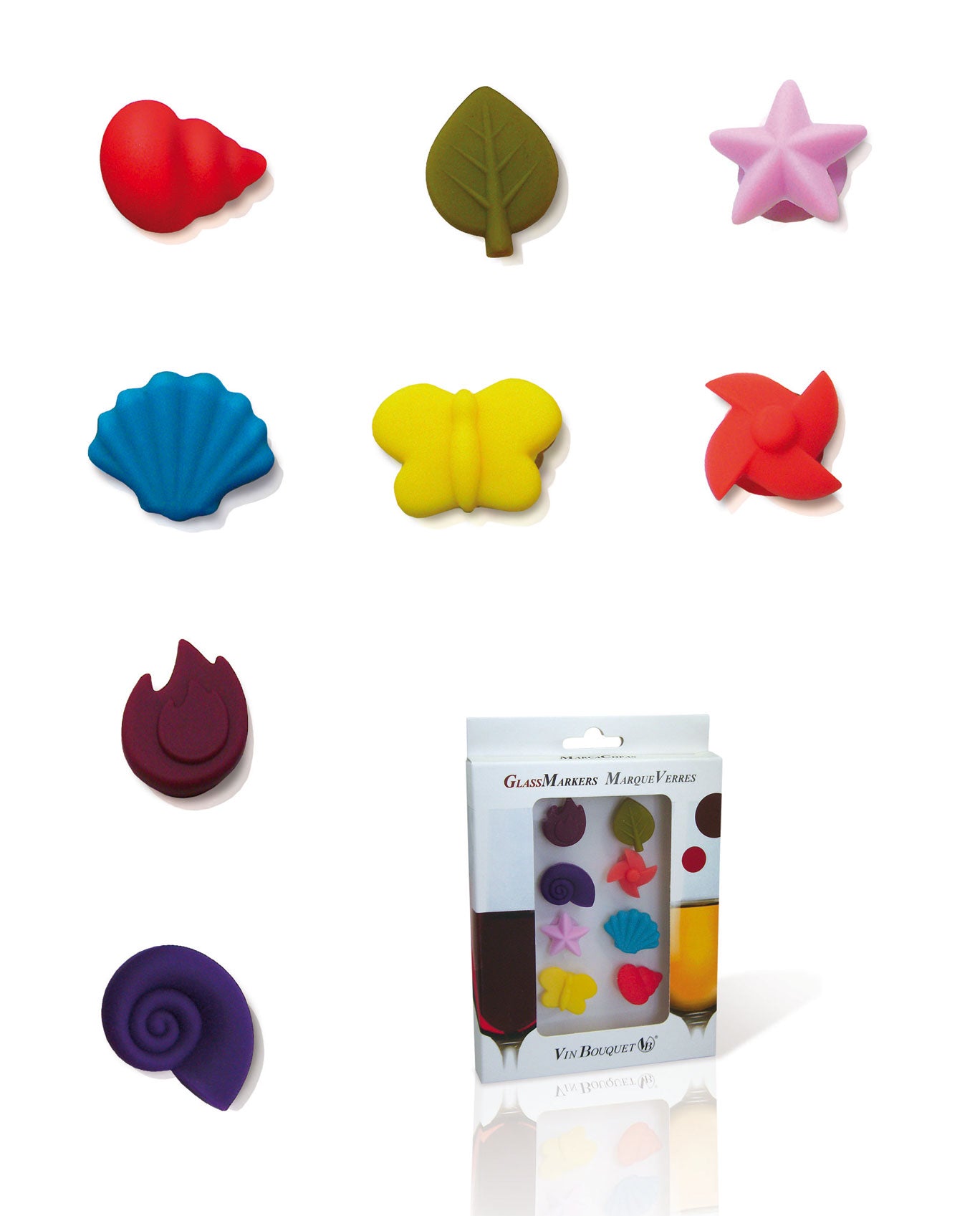 Marcatori per bicchieri con ventosa 8 pz. Vin Bouquet Art.FIA010