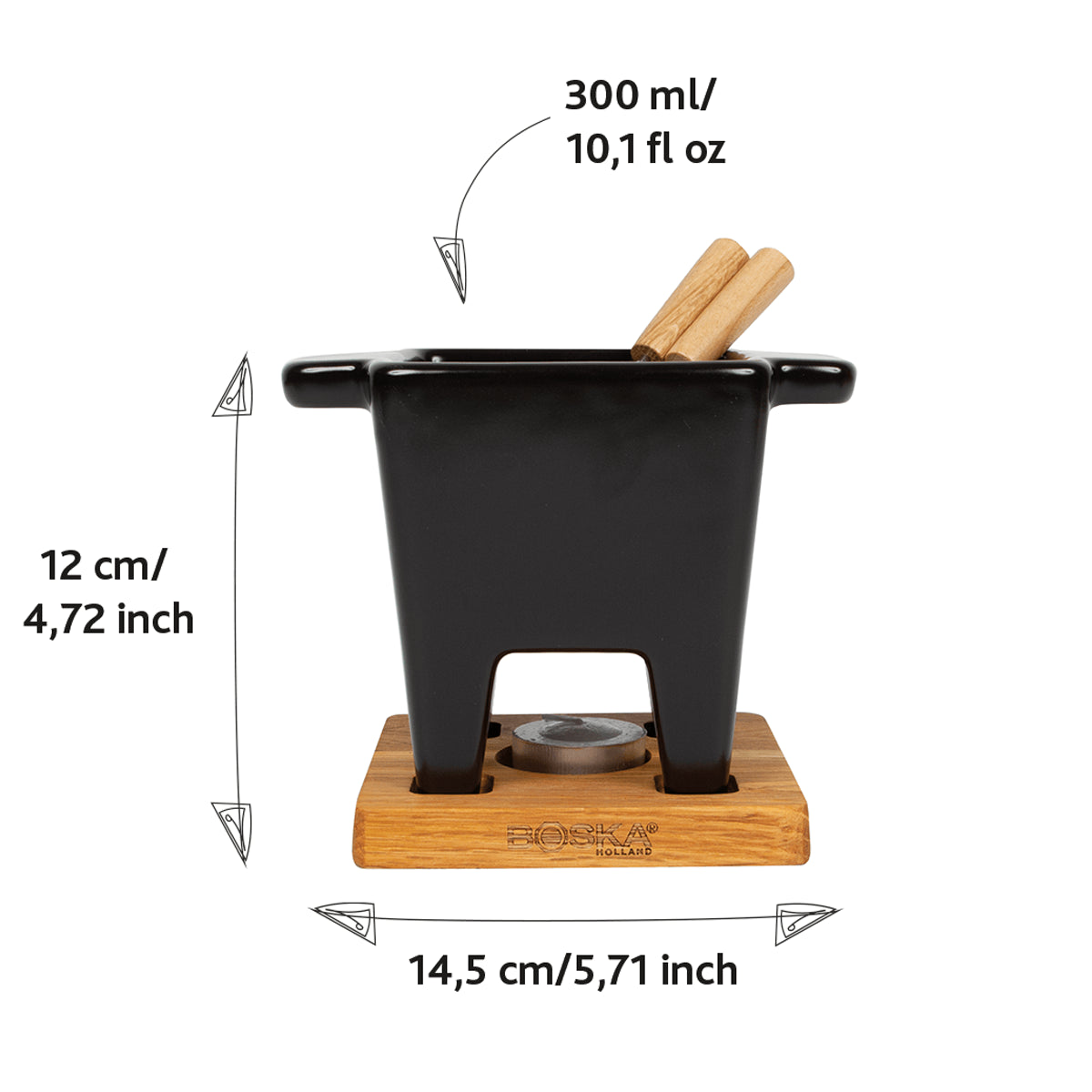 Set per fonduta cioccolato/formaggio ml 300 Tapas cm 14,5x11x12