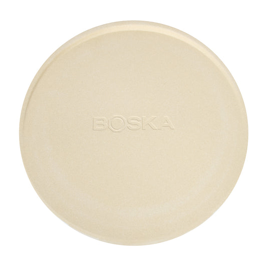Boska pietra refrattaria da pizza con supporto calda in tavola