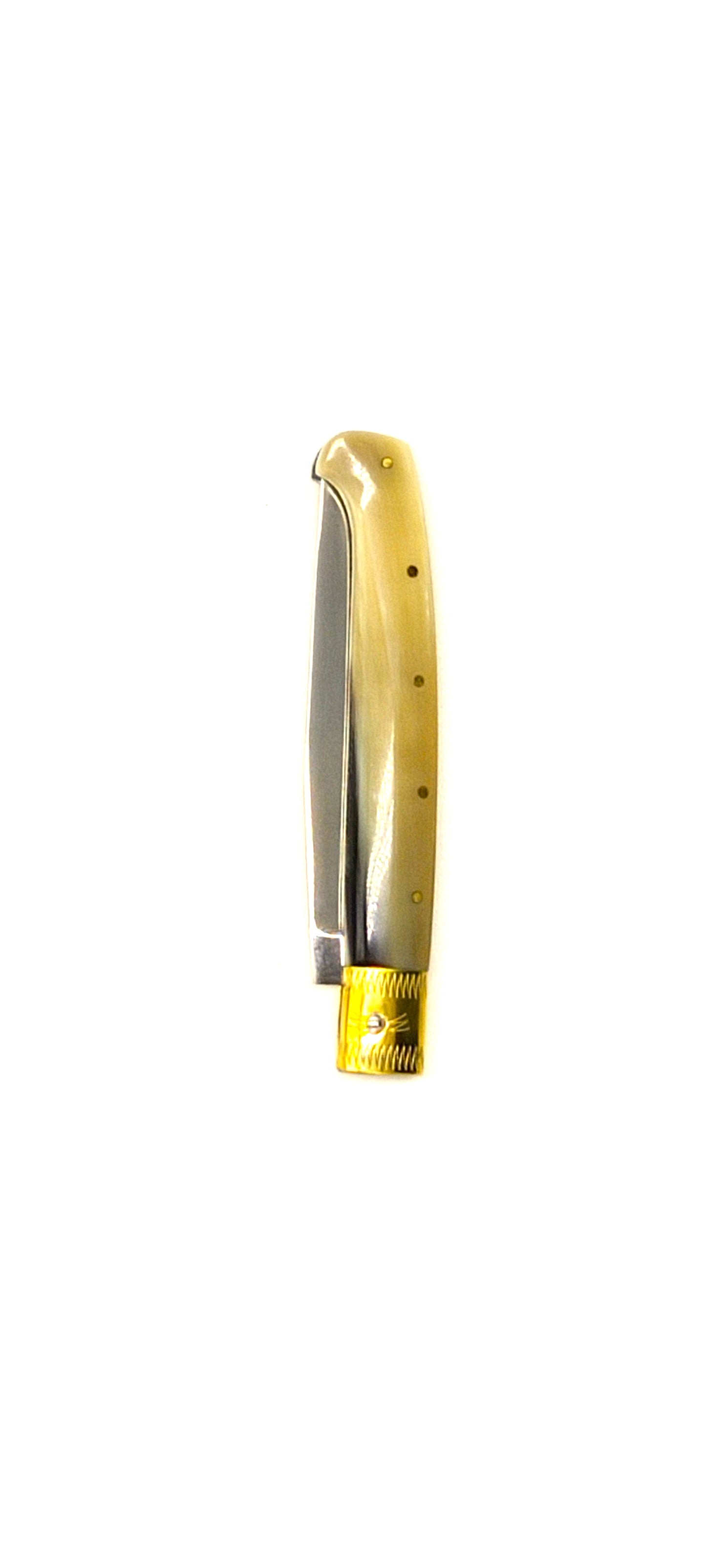 Coltello serramanico Pattada corno lucido lama cm 10,5 totale 23