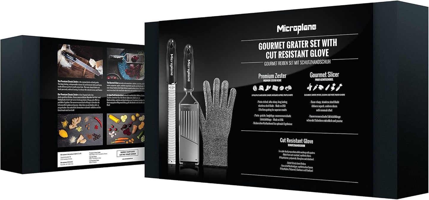Microplane Gourmet Set con grattugia mandolina e guanto protettivo confezione regalo