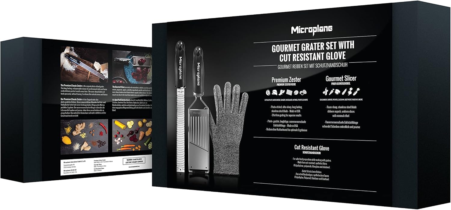 Microplane Gourmet Set con grattugia mandolina e guanto protettivo confezione regalo