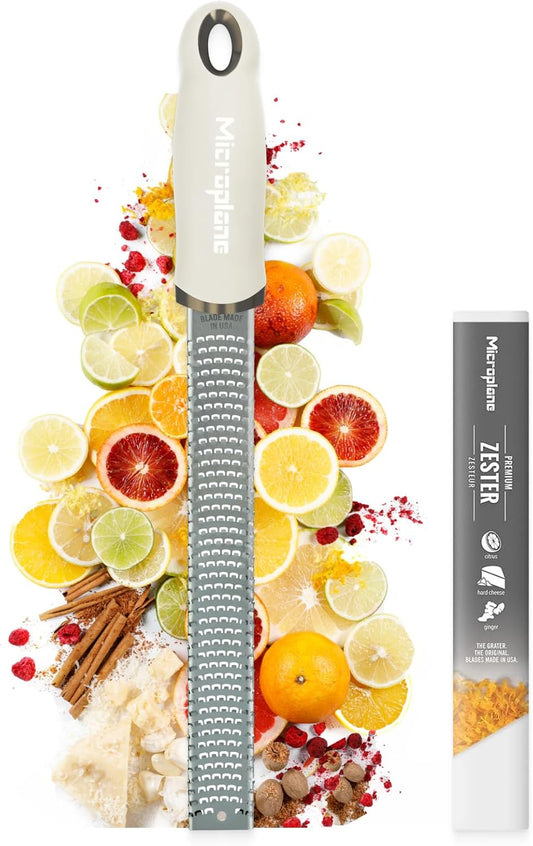 Microplane grattugia zester avorio adatta per scorze d'agrumi, formaggi duri, zenzero, cioccolata, spezie 46323E