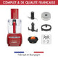 Magimix il mini plus rosso 18253EB permette di affettare e grattugiare verdure, frullare zuppe, impastare, montare gli albumi, macinare la carne, emulsionare salse e spremere agrumi.