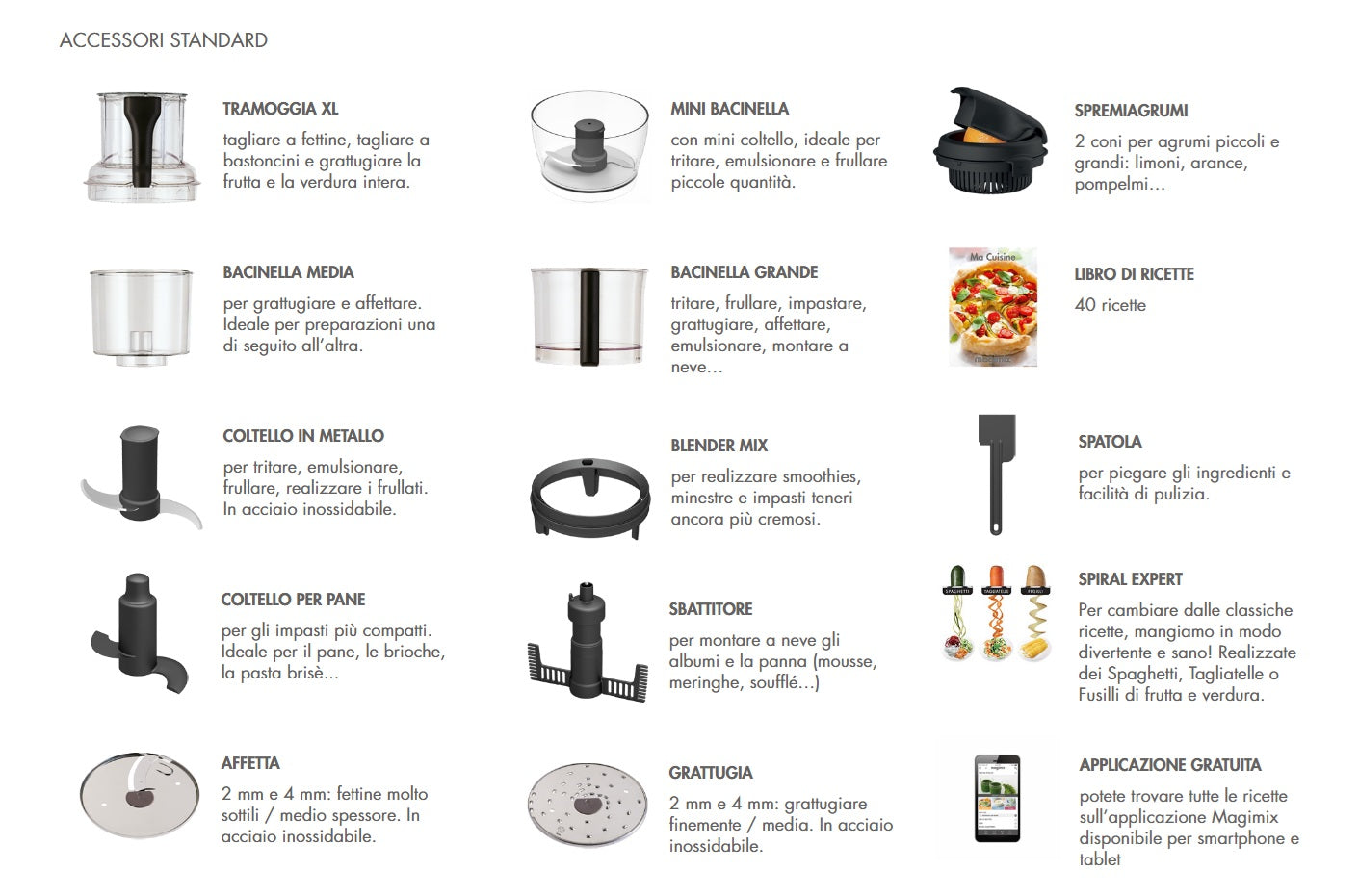 MAGIMIX Robot multifunzione da cucina 5200XL bianco 18590 EA più accessorio Spiral Exepert